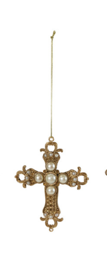 Cross Ornament withPearls, 4 Styles