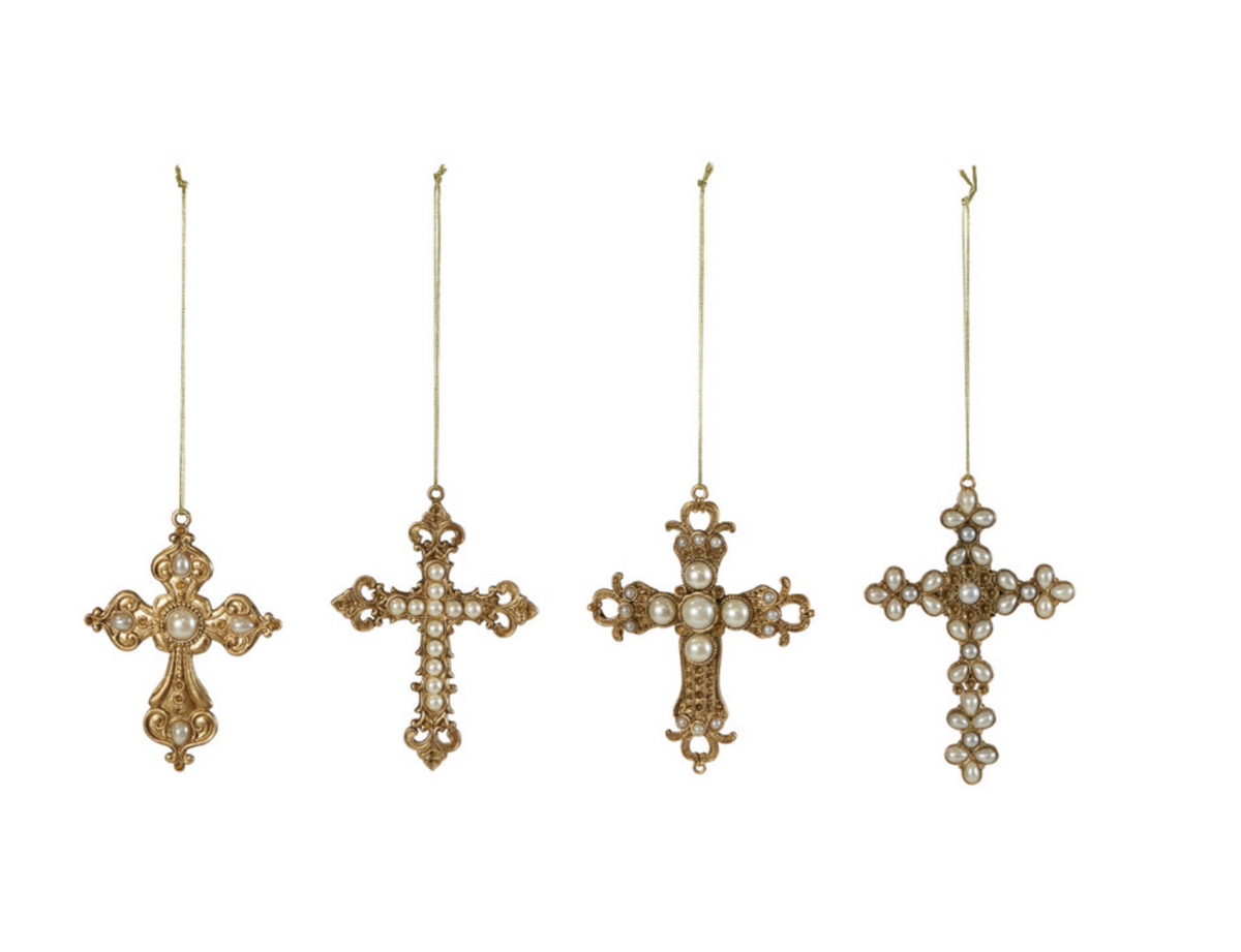 Cross Ornament withPearls, 4 Styles