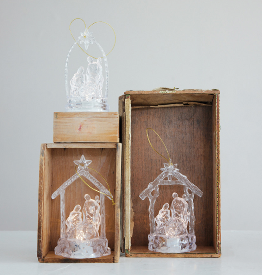 Holy Family Ornament with LED Light, 3 Styles