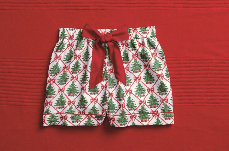 TREE LATTICE BOW PAJAMA SHORTS