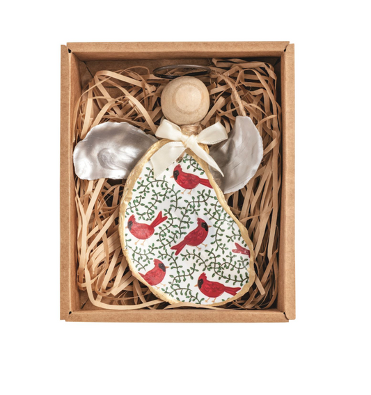 Guardian Christmas Angel Oyster Shell Ornament