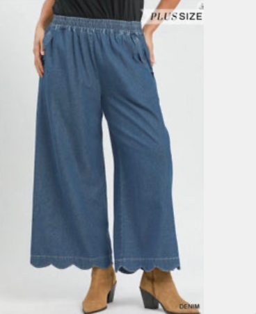 Harper Scallop Pants – (Denim)-Curvy