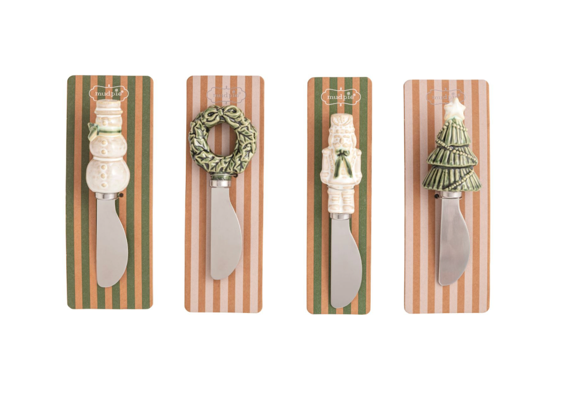 White Christmas Ceramic Holiday Spreaders