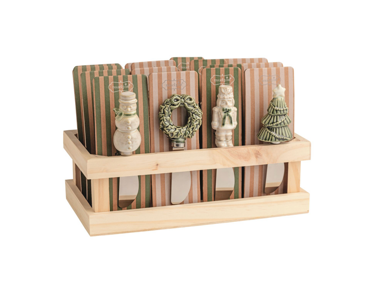 White Christmas Ceramic Holiday Spreaders