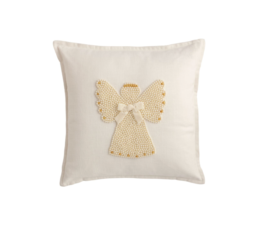 Pearl Angel Embroidered Christmas Pillow