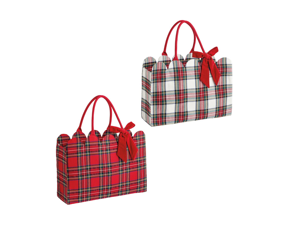 Tartan Scallop Christmas Tote - 2 styles