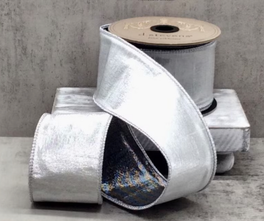 Silver Pewter Metallic Dupioni Ribbon