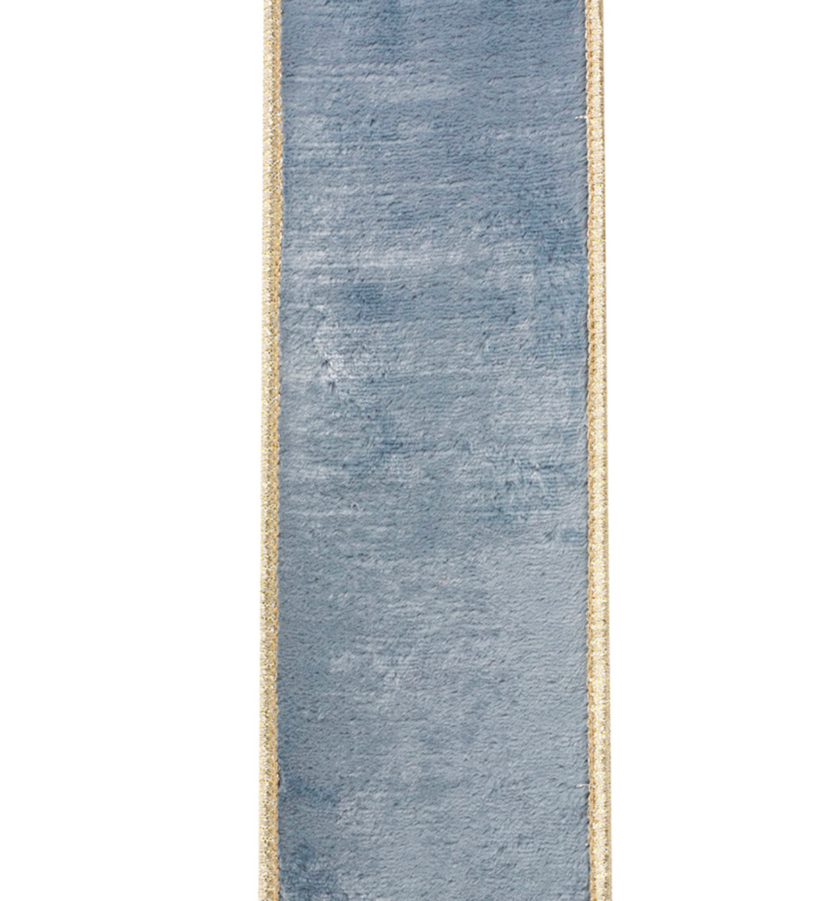 Sky Blue Plush Velvet Ribbon with Gold Trim