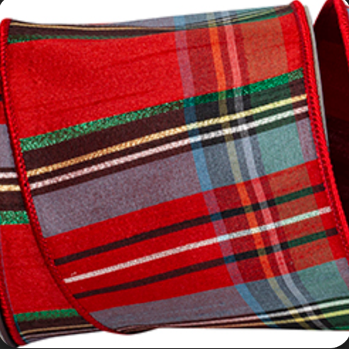 Classic Christmas Plaid Wired Ribbon