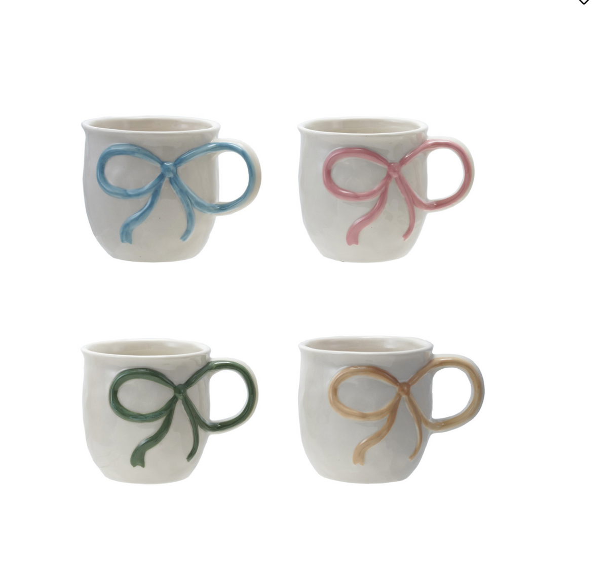 Stoneware Mug with Bow Handle, 4 Colors