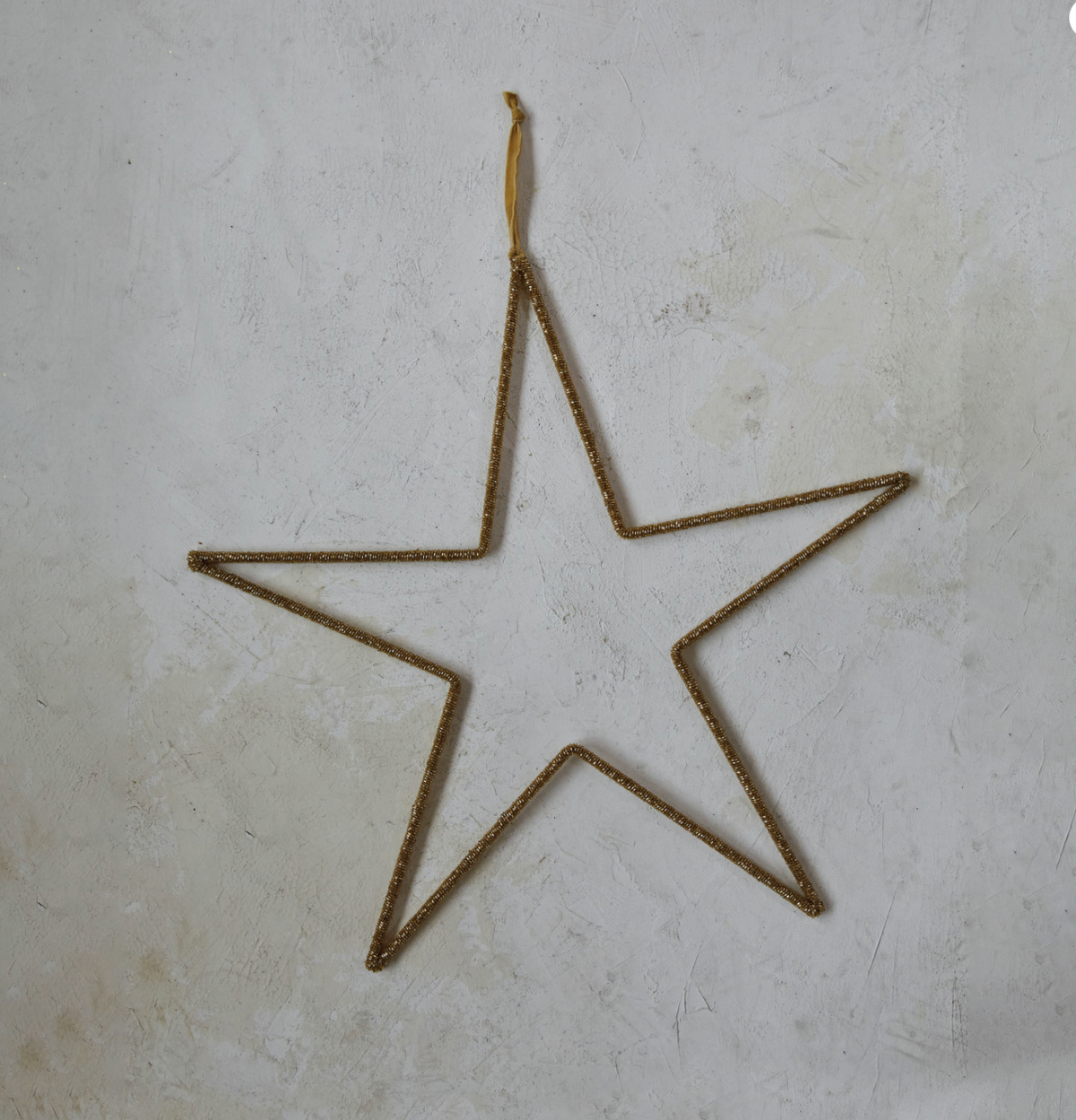 Hanging Metal & Glass Bead Star w/ Cotton Velvet Ribbon