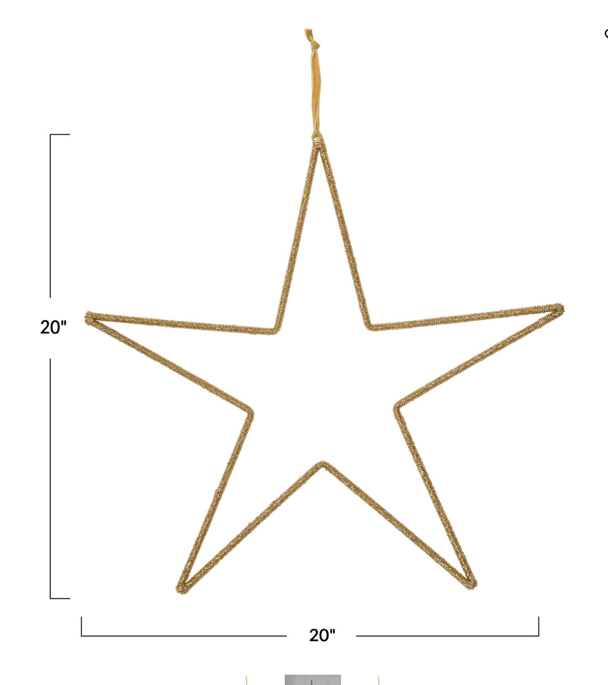Hanging Metal & Glass Bead Star w/ Cotton Velvet Ribbon