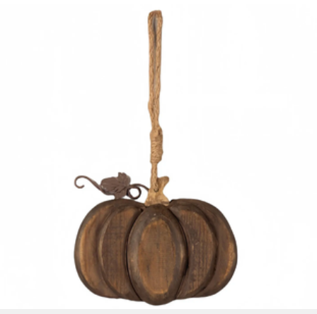 WOODEN HANGING PUMPKIN MEDALLION