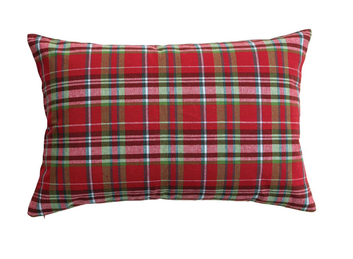 Lumbar Pillow with Tartan Plaid Pattern