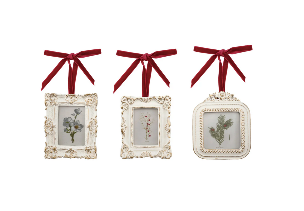 Photo Frame Ornament with Velvet Ribbon, 3 Styles