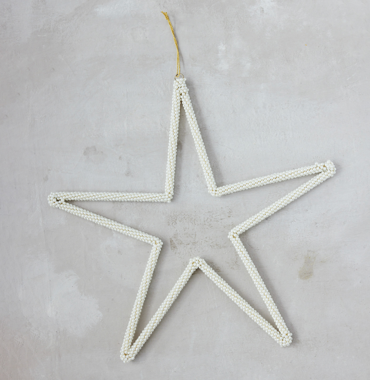 Oversized Metal & Faux Pearl Beaded Star Ornament