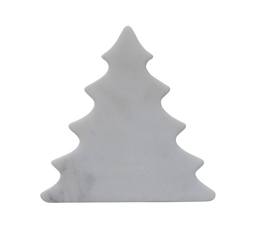 Marble Tree Shaped Trivet/Serving Board, White
