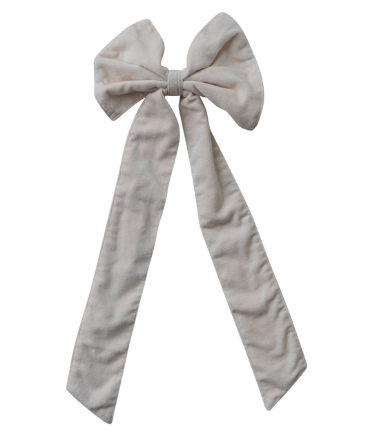 Velvet Clip-on Bow, Cream