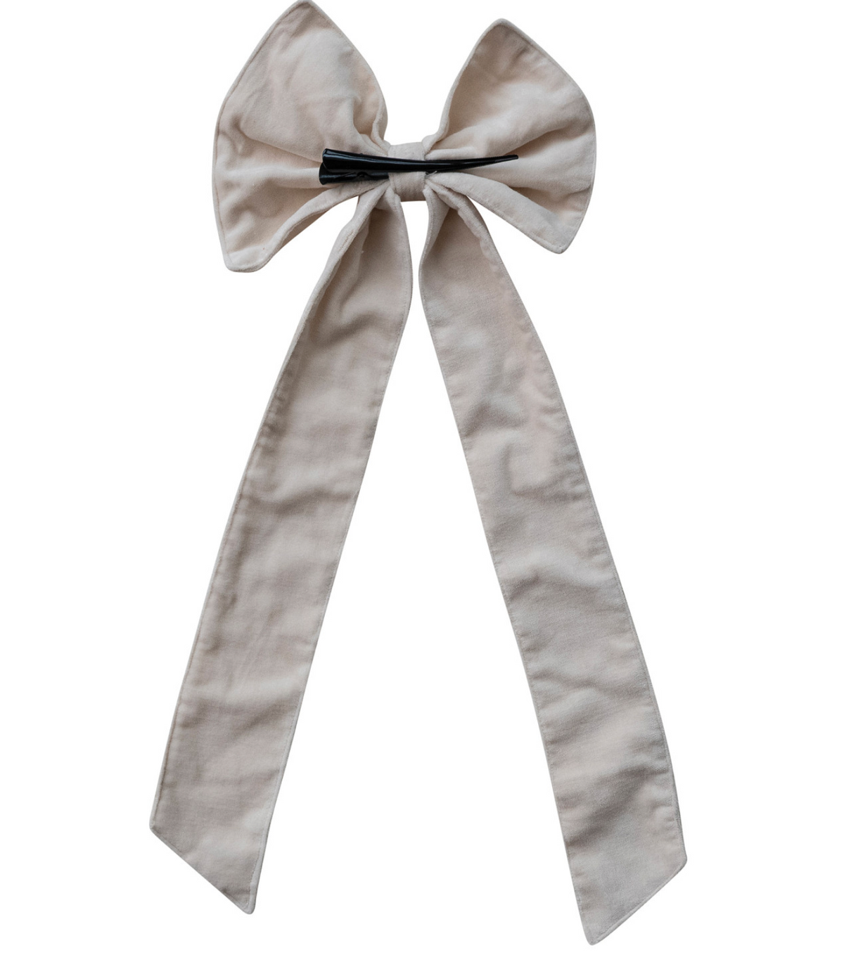 Velvet Clip-on Bow, Cream