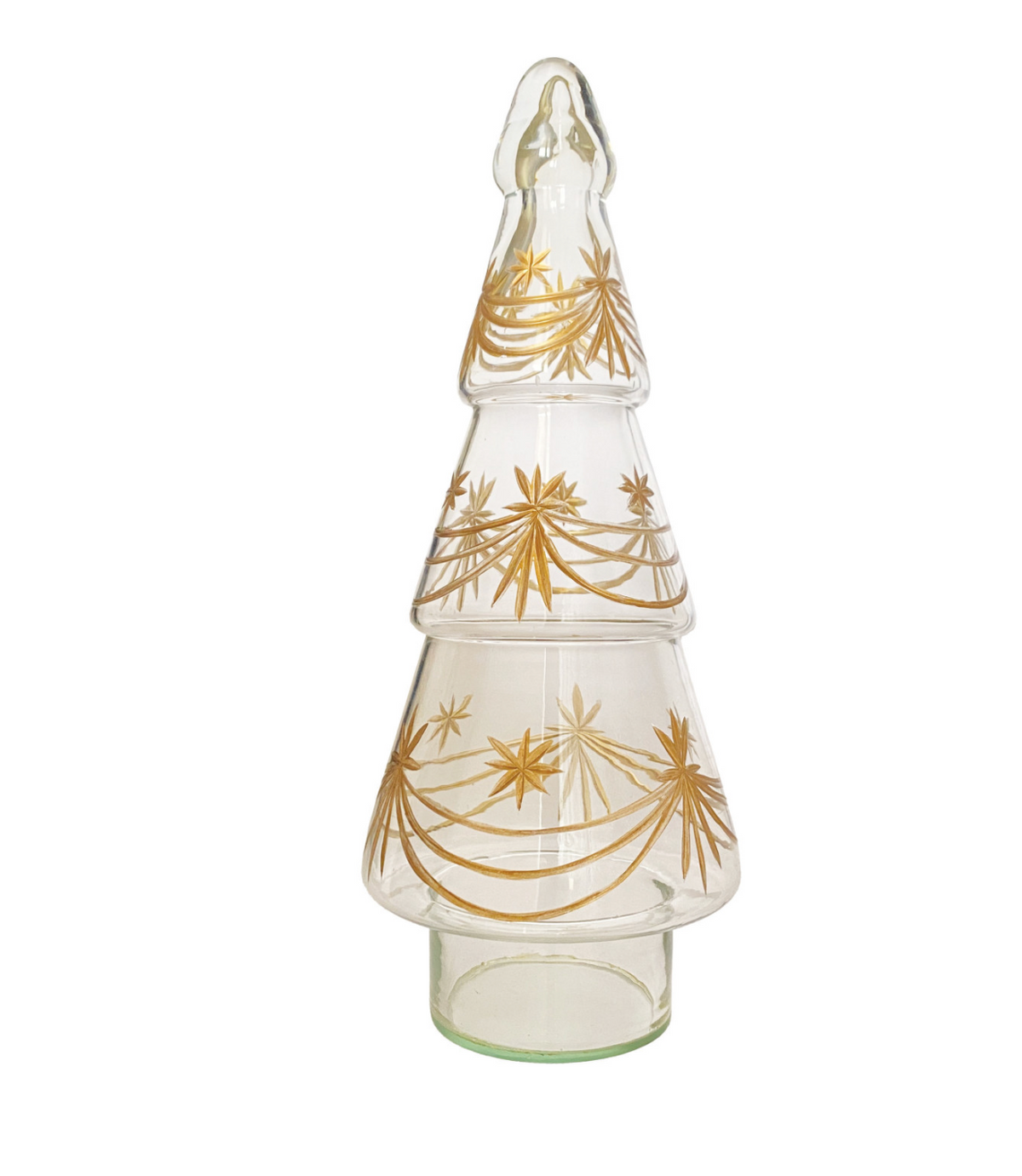 Hand-Blown Etched Glass Tree with Design