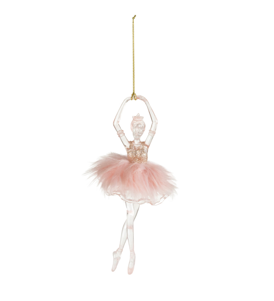 Acrylic Ballerina Ornament with Feathers & Glitter