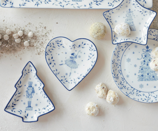 Blue & White Ceramic Holiday Trinket Dish | 3 Styles