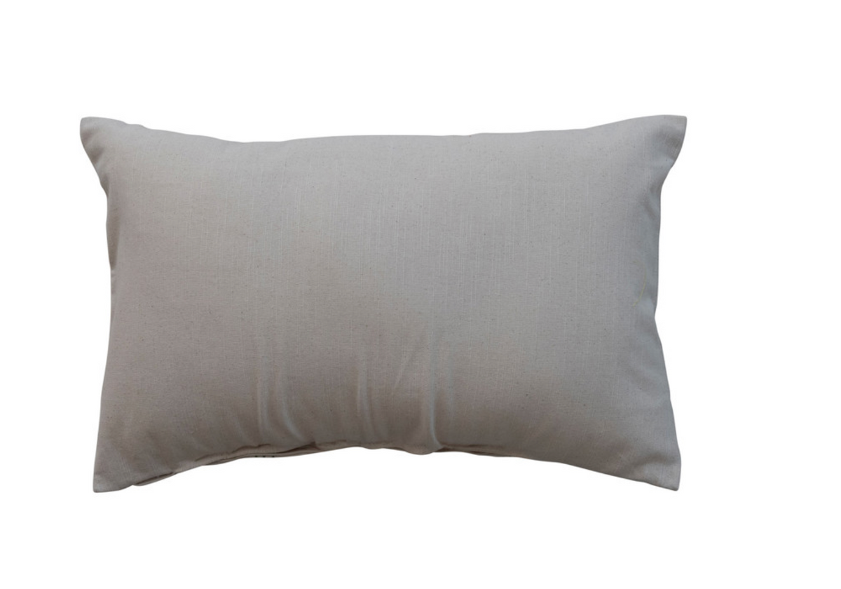 Mistletoe & Stripes Embroidered Lumbar Throw Pillow