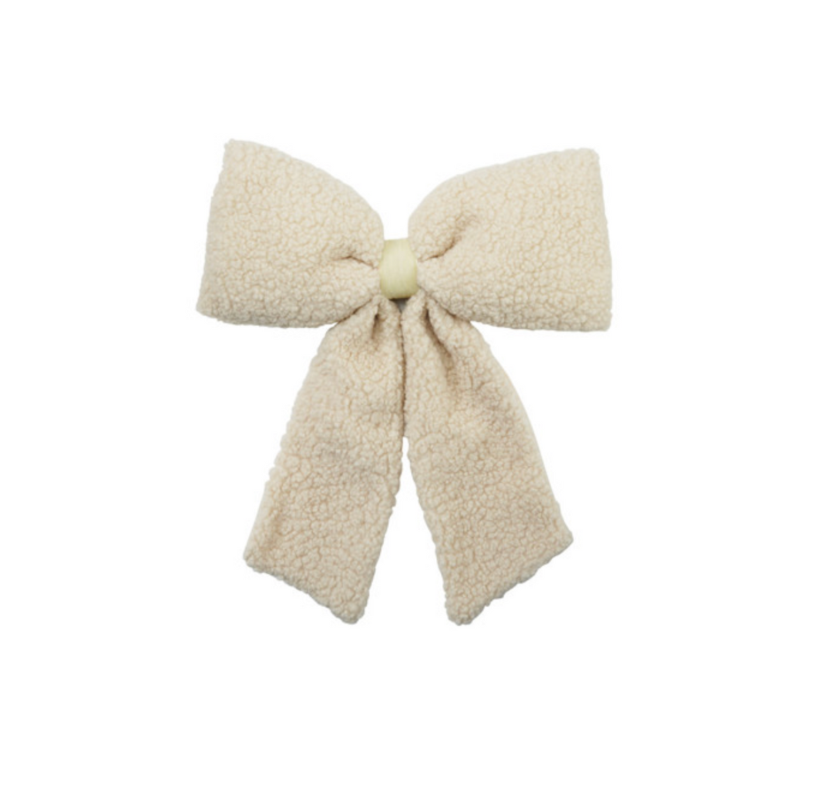 Cream Faux Sherpa Clip-On Bow