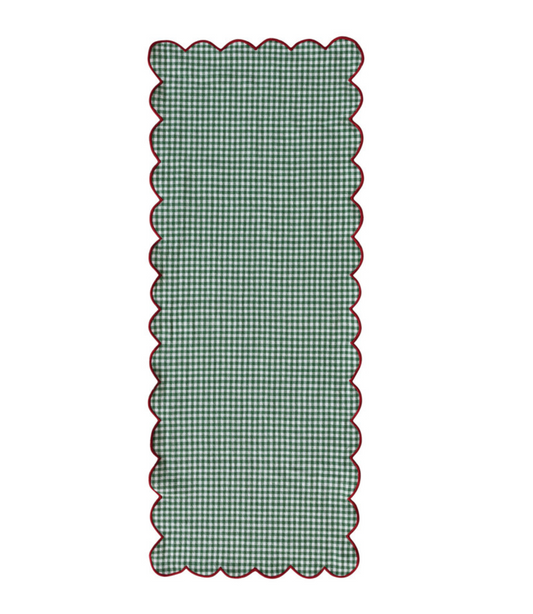 Scalloped Two-Sided Table Runner with Stitched Edge