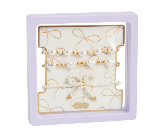 WHITE BOW BRACELET SET