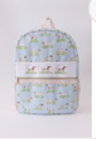 Blue hunting dog embroidery backpack