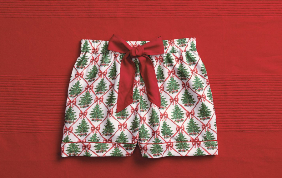 TREE LATTICE BOW PAJAMA SHORTS