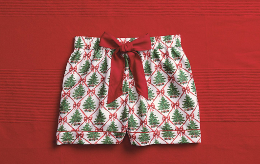 TREE LATTICE BOW PAJAMA SHORTS