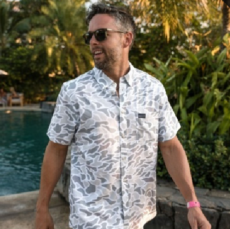 Burlebo White Camo Button Up