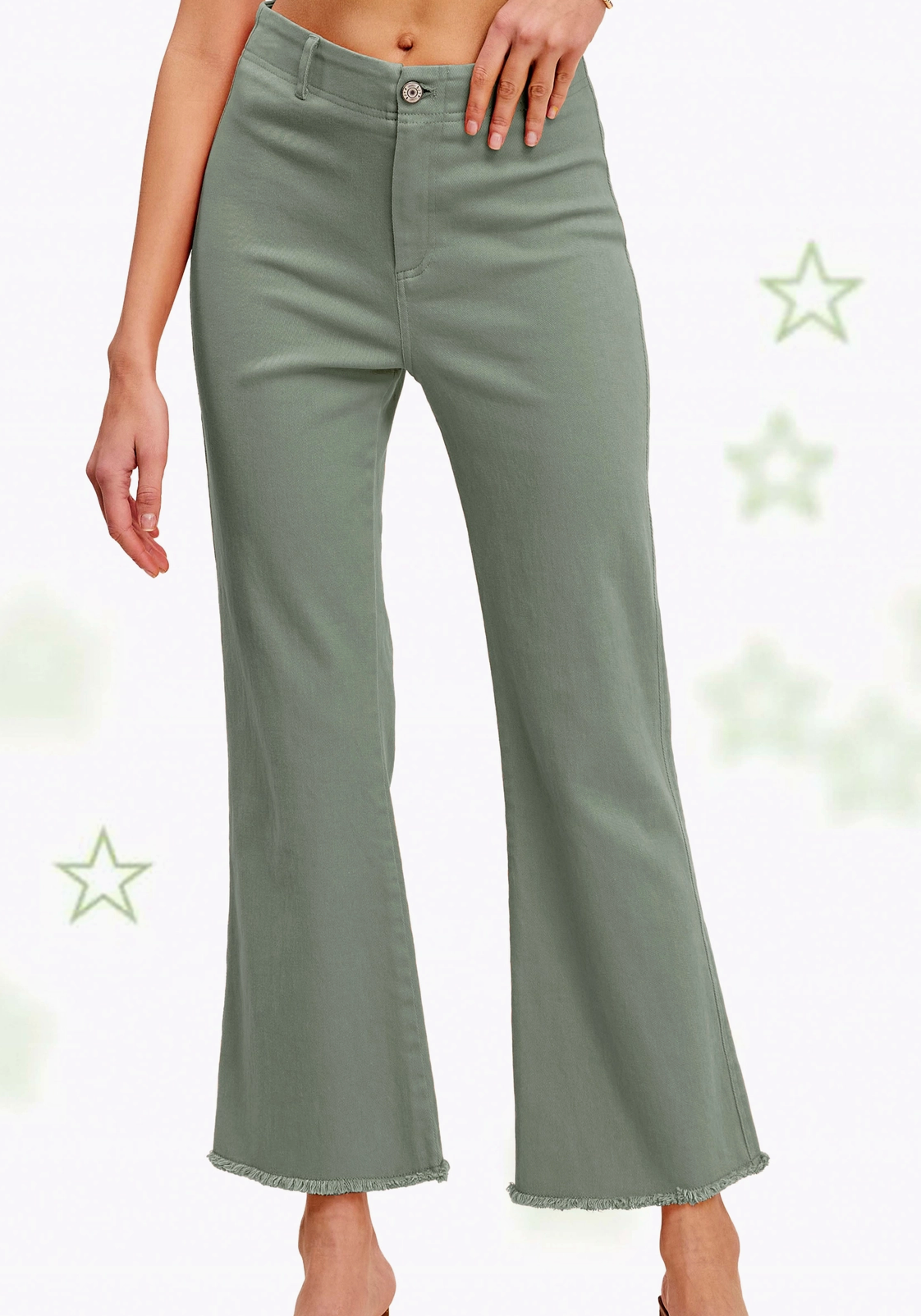 Dusty Mint Soft Washed Stretchy High Waisted Flare Pants