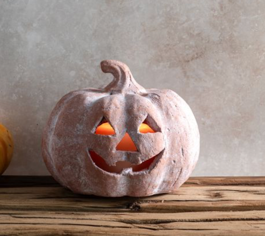 6.5"W TERRACOTTA MINI J-O-L PUMPKIN