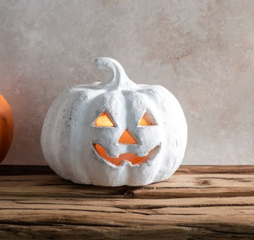 White Terracotta Jack O’ Lantern Pumpkin