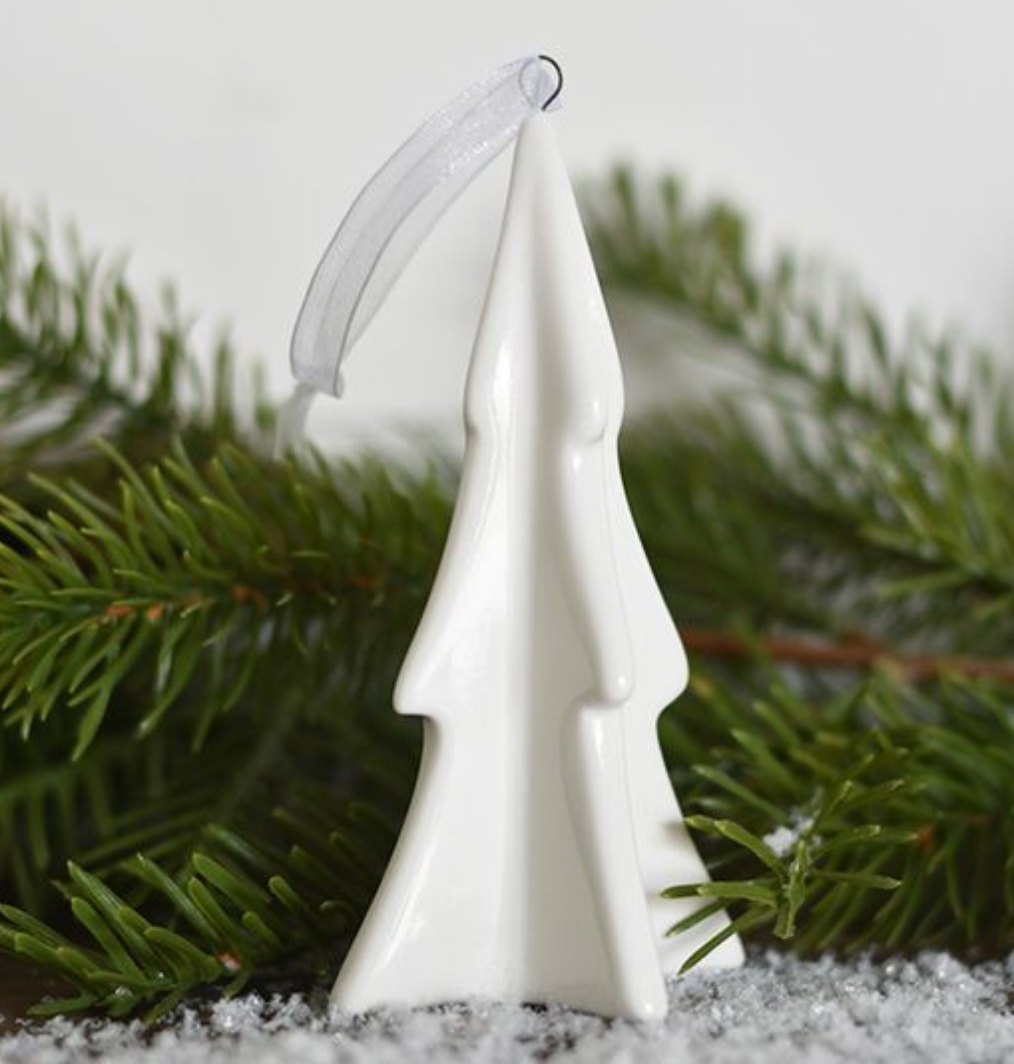White Ceramic Tree Ornament