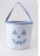 BLUE PUMPKIN APPLIQUE GINGHAM BASKET