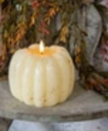 5" CREAM 3D FLAME PUMPKIN CANDLE