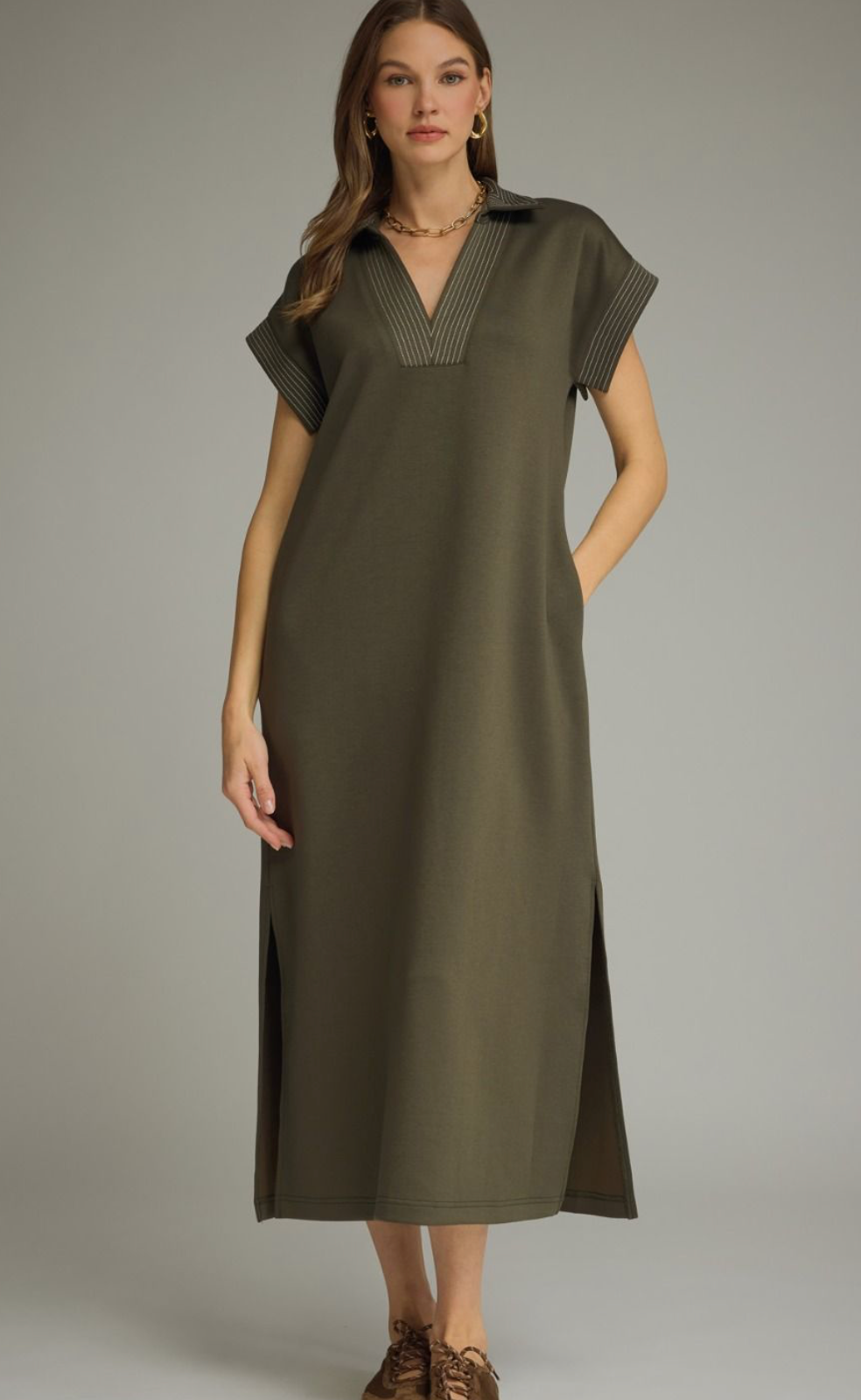 The Callahan Contrast Stitch Midi Dress