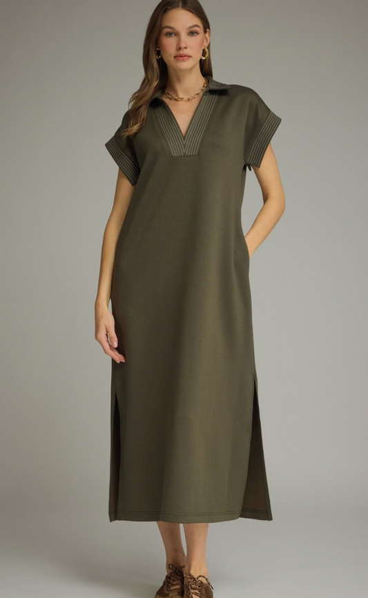 The Callahan Contrast Stitch Midi Dress