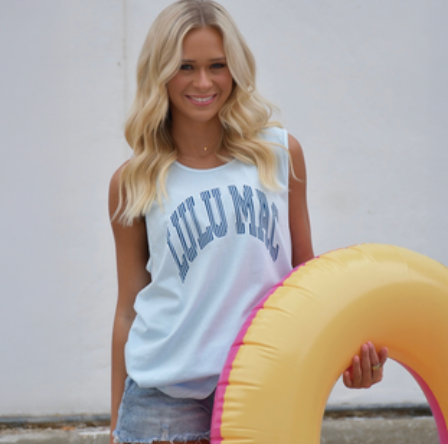 LULU MAC Stripe Adult Chambray Comfort Colors Tank