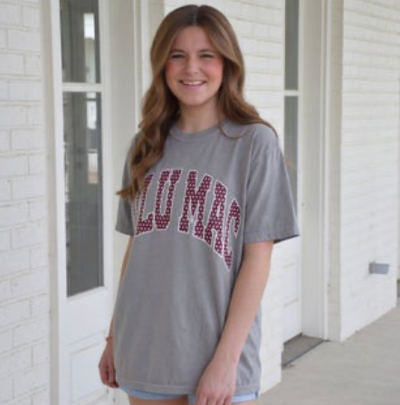 LULU MAC Team Maroon/White Polka Dot Adult Granite Comfort Colors Tee