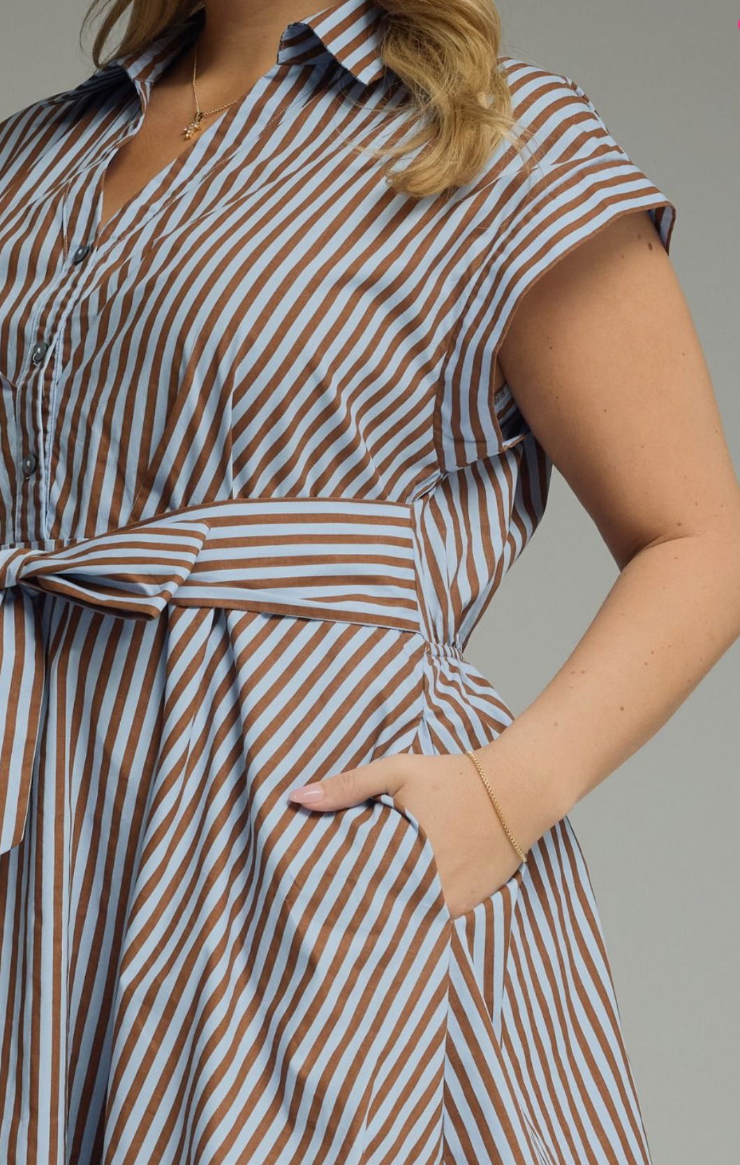 The Prescott Striped Midi Dress-Curvy