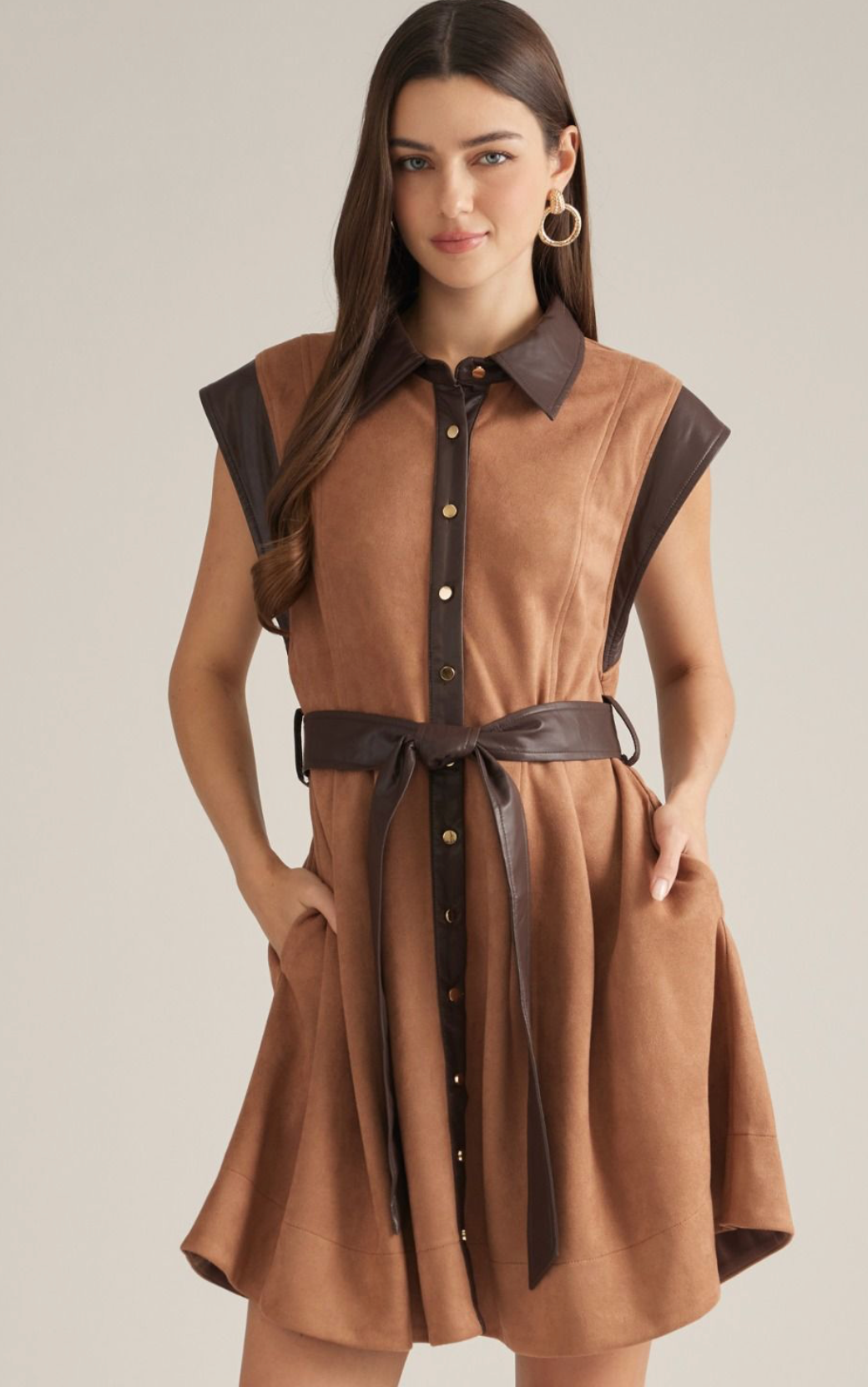 The Callahan Faux Leather Trim Dress