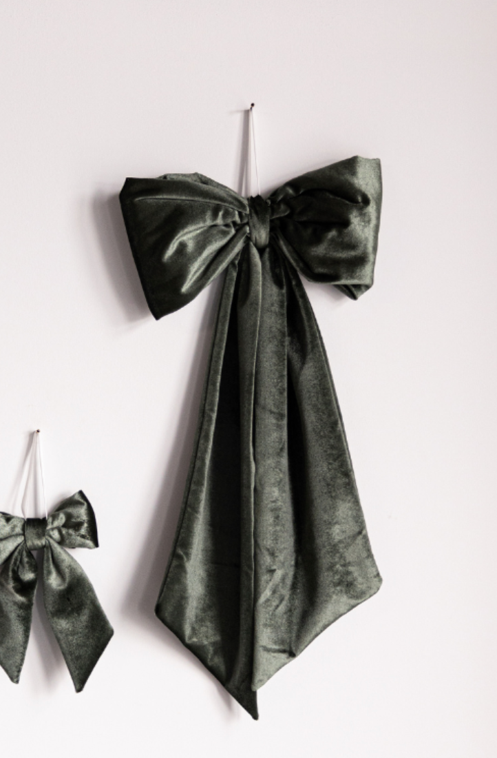 Sage Velvet Fabric Bow