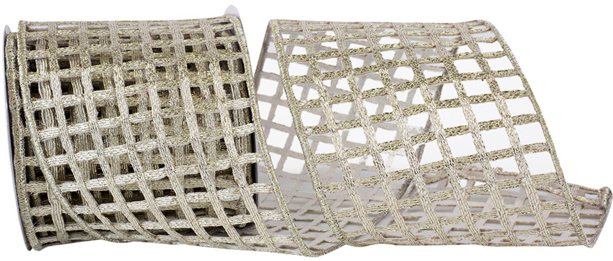 Platinum Metallic Open Mesh Ribbon