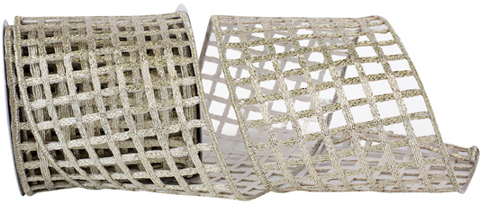 Platinum Metallic Open Mesh Ribbon