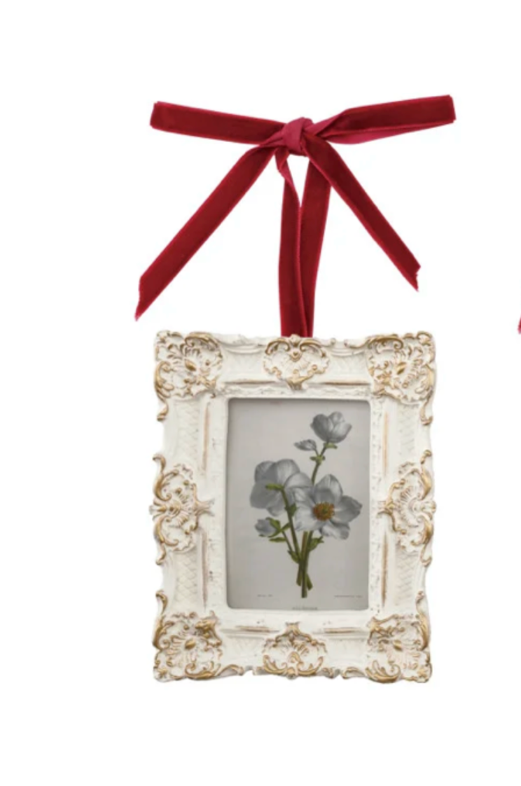 Photo Frame Ornament with Velvet Ribbon, 3 Styles